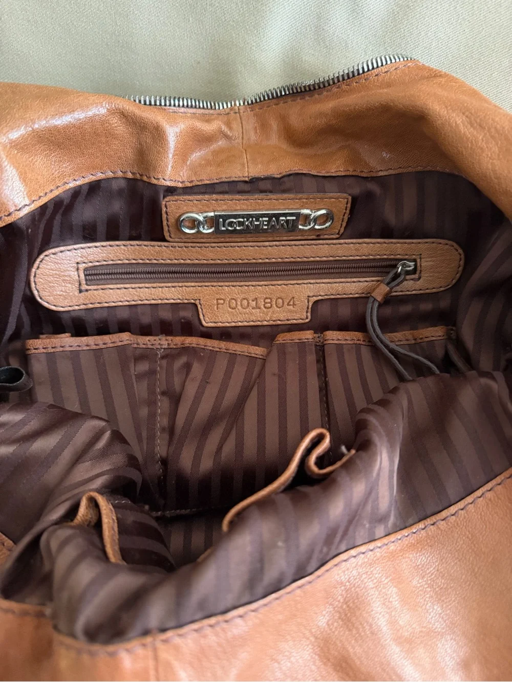 LOCKHEART Camel Colot Leather Satchel Handbag
